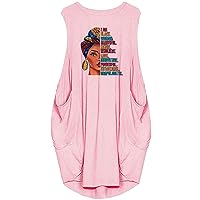 Women's Bohemian Casual Loose-Fitting Summer Flowy Beach Dress Swing Print Sleeveless Knee Length Round Neck Glamorous Pink