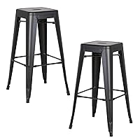 AC Pacific Backless Metal Barstools, Modern Industrial Light Weight Stackable Counter Height Bar Stools Set of 2, 30