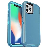 3 in1For iPhone12 13 Pro Max XS Max Case Cover Belt Clip Heavy Duty Protection Case for iPhone 7 8 Plus,Sky Blue Teal,for iPhone 12Pro Max