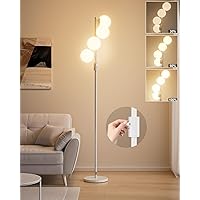 Lightdot 64IN Dimmable (Brightness Adjustable) Globe Floor Lamp, Modern White Standing Lamps with 4PCS 3000K G9 Bulbs Included, Mid Century Floor Lamp for Living Room Bedroom