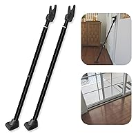 SECURITYMAN 2-in-1 Door Security Bar & Sliding Patio Door Security Bar (2 Pack) via Interchangeable Caps - Heavy Duty Iron Construction Door Stoppers for Home, Apartment, Travel Hotel - Black