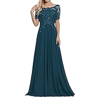 Appliques Mother of The Bride Dresses Beaded Chiffon Formal Evening Gown
