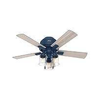 Hunter Hartland Low Profile Indoor Ceiling Fan with LED Lights and Pull Chain, 44
