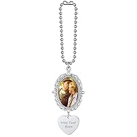 Custom4U Personalized Car Hanging Ornament Custom Hanging Car Picture Charm Stainless Steel Charm Photo Engraved