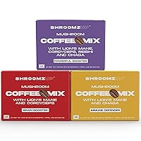 ShroomzUp 3 in 1 Mushroom Instant Coffee Mix with Lions Mane, Cordyceps, Reishi and Chaga