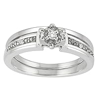 0.05 Carat Total Weight (cttw) Sterling Silver White Diamond Bridal Ring for Women