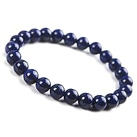 8mm Natural Lapis Lazuli Blue Crystal Clear Round Beads Bless Women Men Charm Bracelet AAAA
