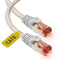 Ultra Clarity Cables Cat 8 Ethernet Cable 100 FT, High Speed 40 Gbps 2000Mhz Internet LAN Cable with Gold Plated RJ45 Connector, Weatherproof Ethernet Cord for Router, PC, PS5, Xbox - White