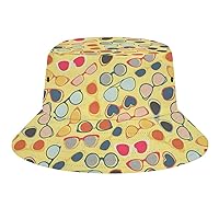 Bucket Hats for Women Sunglasses Yellow Summer Unisex Sun Protection Fashion Bucket Printed Sun Cap (Packable,Fashionable,Breathable,Comfortable,Lightweight) Outdoor Fisherman Hat for Women and Men T