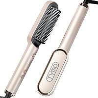 Hair Straightener Brush with Keratin Ceramic Coating - 5 Temps, 20s Heating, Dual Voltage