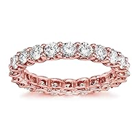 14k Rose Gold Round Diamond Eternity Anniversary Wedding Band in U-prong Setting (1.60-2.10 CT TDW)