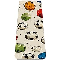 Football Pattern Yoga Mat with Carry Bag for Women Men,TPE Non Slip Workout Mat for Home,1/4 Inch Extra Thick Eco Friendly Fitness Exercise Mat for Yoga Pilates and Floor, 72x24in