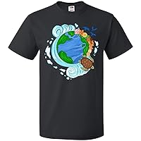 inktastic Earth Day Turtle Planet with Waves and Birds T-Shirt
