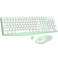 Wireless Mouse & Keyboard Combo, 2.4 GHz Full-Sized Keyboard and Mouse with USB Receiver, 3 Level DPI Adjustable Wireless Mouse for Windows, Mac OS Desktop/Laptop/PC, Green