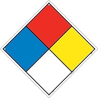 NMC HMS10R Hazardous Material System Label - 10.5 in. Square Rigid Plastic Right to Know Label with Square Corners,Blue/Red/Yellow/White, 10.5*0.05 inches