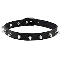 MILAKOO Women Men Cool Punk Goth Metal Spike Studded PU Leather Necklace