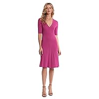 Donna Morgan Women's V-Neck Rib Knit Dress, Pink, Large