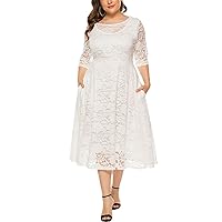 Birthday Evening Party Dresses for Women O-Neck Elegant Lace Prom Formal Cocktail Dress Plus Size