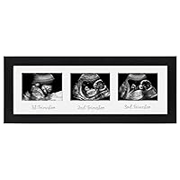Americanflat Sonogram Picture Frame in Black - 15x5 Ultrasound Photo Frame for Baby Ultrasound Scan - Displays Three 3x4 Sonograms with Mat and Easel - Engineered Wood with Shatter-Resistant Glass