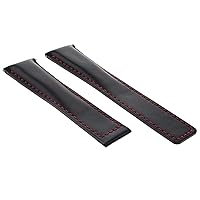Ewatchparts 19MM LEATHER BAND STRAP COMPATIBLE WITH TAG HEUER CARRERA AQUARACER CHRONOGRAPH BLACK RED
