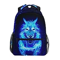 ALAZA Fire Woolf Niamal Print Backpack Purse with Multiple Pockets Name Card Personalized Travel Laptop School Book Bag, Size M/16.9 inch
