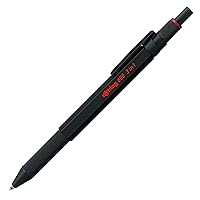 Rotring 600 3-in-1 Multicolor Pen and Mechanical Pencil, Black Barrel, Brass Mechanism, Fine Point Tips, Hexagonal Barrel, Metal Knurled Grip