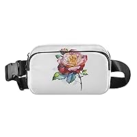 ALAZA Elegant Rose Flower Belt Bag Waist Pack Pouch Crossbody Bag with Adjustable Strap for Men Women College Hiking Running Workout Travel