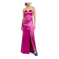 Womens Purple Slit Sleeveless Sweetheart Neckline Full-Length Prom Fit + Flare Dress Juniors 3