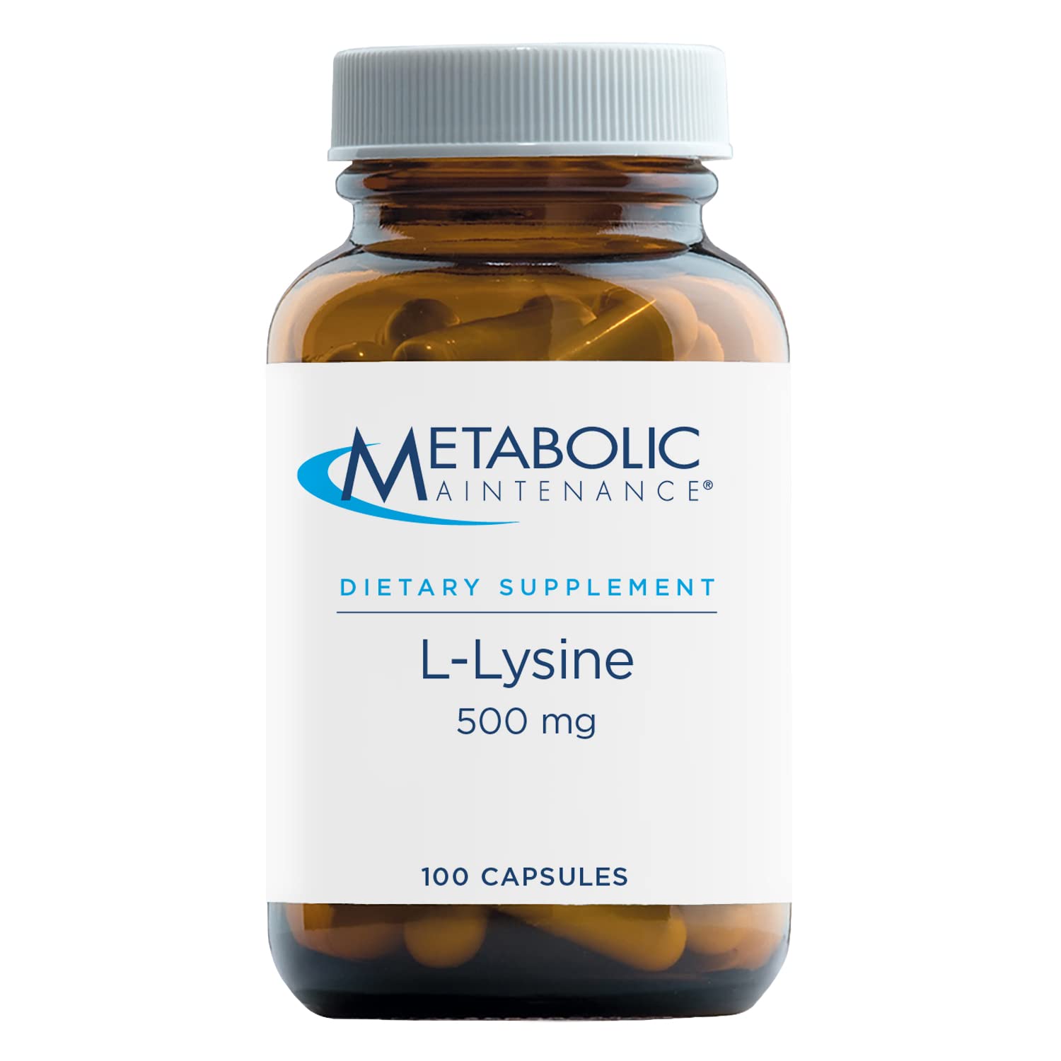 Metabolic Maintenance L-Lysine - Pure 500mg Amino Acid Supplement, Vegan + No Fillers - Immune, Bone + Connective Tissue Support - 'Free Form' for Superior Absorption (100 Capsules)