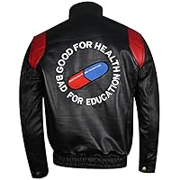 Men's Akira Shotaro Kaneda Red&Black Capsule Logo Text Cosplay Faux Leather Jacket