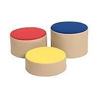 ECR4Kids SoftZone Colorful Stump Stool Set, Flexible Seating, Assorted, 3-Piece
