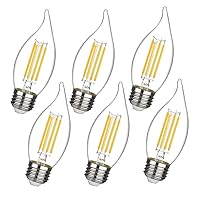 BORT C35/CA11 Chandelier led Light Bulbs, Dimmable 4W Equivalent to 40W LED Candelabra Bulbs, 2700K Warm White, E26 Standard Base LED Bulbs, Flame Tip (C35-E26-6 Pack)