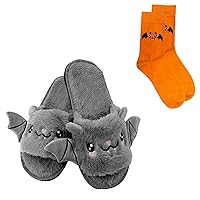 Kid Boys Girls Slippers Cute Cartoon Bat Plush Slippers Halloween Party Indoor And Outdoor Fuzzy Slippers Kids Girl
