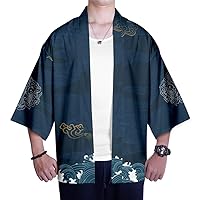 Men Japanese Kimono Lightweight Loose Breathable Casual Cardigan Coat Top Yukata Jacket