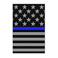 Thin Blue Line American Flag Canvas Wall Art Hanging Painting Print Picture Artwork Vertical Posters FFor Living Room Bedroom Decoration