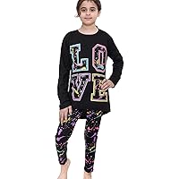 Girls T Shirt Tops with Legging New Casual Fashion Love Roses Floral Print Short Sleeve Outfit Set Age 5-13 Years