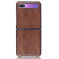 Compatible with Samsung Galaxy Z Flip Case PC Hard Back Cover Phone Protective Shell Protection Non-Slip Scratchproof Protective case Bumper Leather Scrub Hard Shell (Brown)