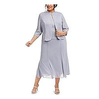 Alex Evenings Women's Jacquard Long Dress Mandarin-Neck Jacket (Petite Regular)
