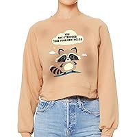 You Are Stronger Raglan Pullover - Cute Raccoon Women's Sweatshirt - Inspirational Pullover