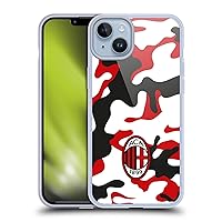 Officially Licensed AC Milan Camouflage Crest Patterns Soft Gel Case Compatible with Apple iPhone 14 Plus and Compatible with MagSafe Accessories