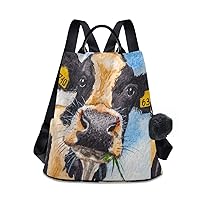 ALAZA Cow Face on The Farm Outdoor Backpack Bags for Woman Ladies