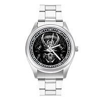 Samurai Skull Classic Watches for Men Fashion Graphic Watch Easy to Read Gifts for Work Workout