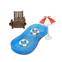 Furniture 1 Set Doll House Simulation Cute Mini Home Swimming Pool Beach Chair Model Set Small Ornaments Children's Toys Dollhouse Decoration