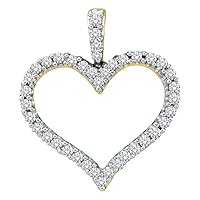 The Diamond Deal 14kt Yellow Gold Womens Round Diamond Classic Heart Outline Pendant 1/2 Cttw