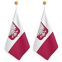 Polish Flag Eagle Microfiber Kitchen Towels Highly Absorbent Hand Towels Quick Drying Dishclothes with Hanging Loop 2PCS, 202402013