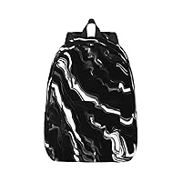 Black White Marble Print Print Canvas Laptop Backpack Outdoor Casual Travel Bag Daypack Book Bag For Men Women