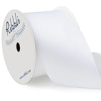 Ribbli White Double Faced Satin Ribbon, 2” x Continuous 10 Yards,Use for Bows Bouquet,Gift Wrapping,Floral Arrangement,Wedding Decoration