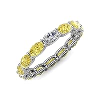 Oval Lab Grown Diamond & Yellow Sapphire in gorgeous drape like basket setting eternity stackable ring 14K Gold