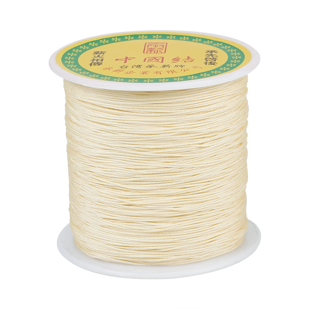 150 Yards 0.5mm Braided Nylon Crafting Thread Chinese Knotting Beading String Macrame Cord Rope for Necklace Bracelet Jewelry Craft Making, Lemon Chiffon