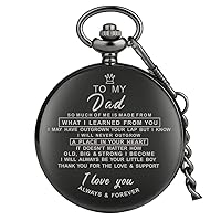 Pocket Watch for Men Vintage Quartz Engraved Pocket Watch for Dad with Chain & Dad Christmas Birthday Christmas Gifts